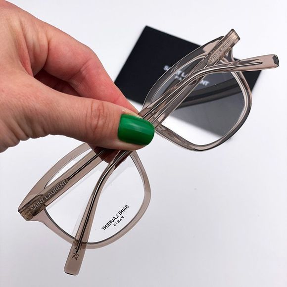 Saint Laurent SL459 004 Eyeglasses Transparent Light Brown Rounded Oval Men - Picture 3 of 10